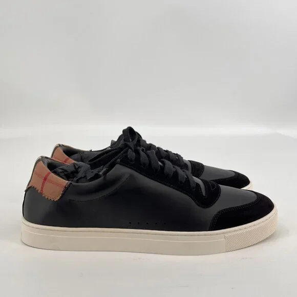 Burberry Men's Robin Vintage Check Panel Leather Low-Top Sneakers US10